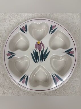 Clay Design Heart Floral Stoneware Baking Dish From 1990-Preowned, EUC